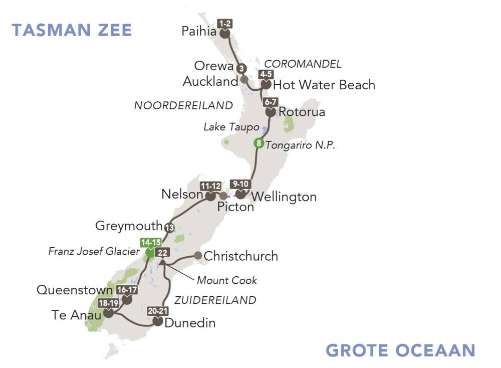 Route 'New Zealand by camper'