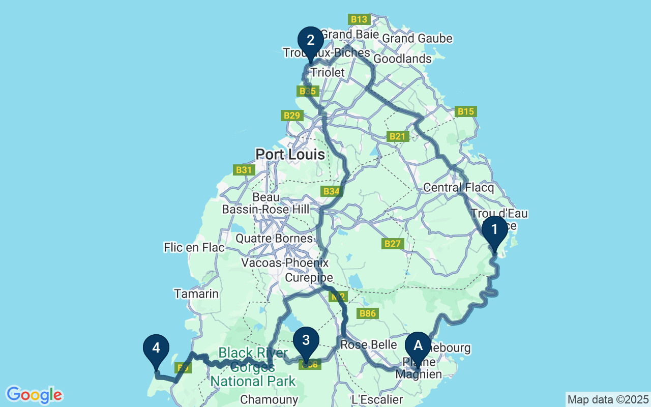 Kaart met de route van deze rondreis