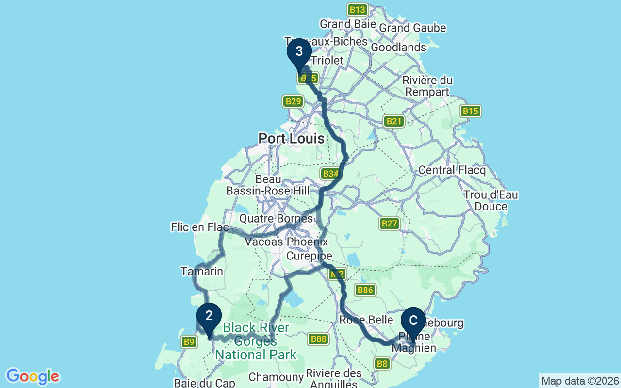 Kaart met de route van deze rondreis