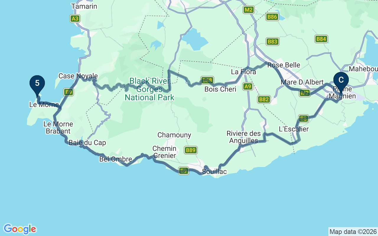 Kaart met de route van deze rondreis