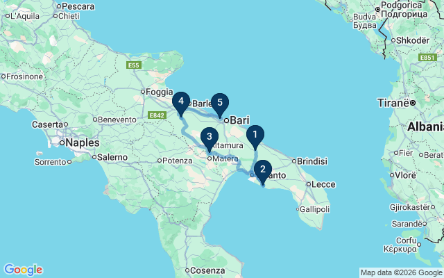 Kaart met de route van deze rondreis