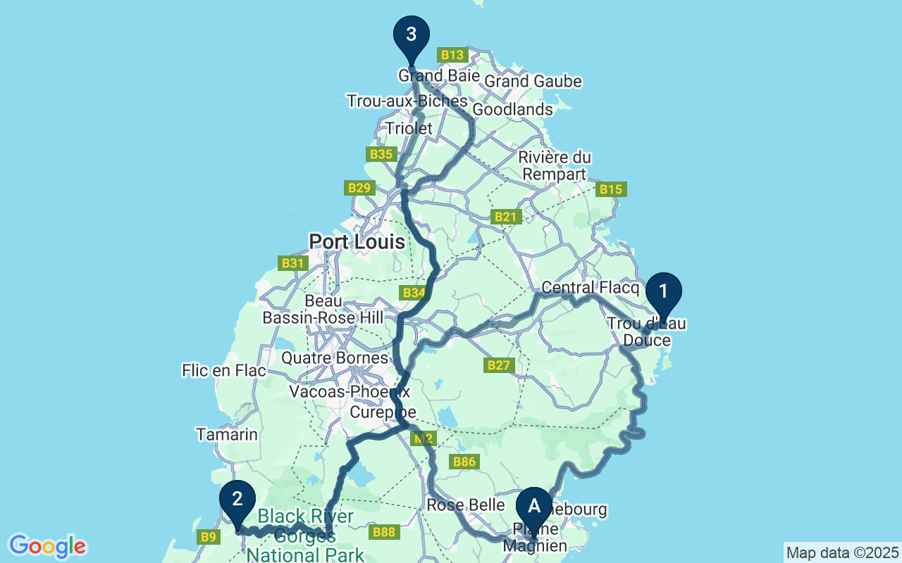 Kaart met de route van deze rondreis