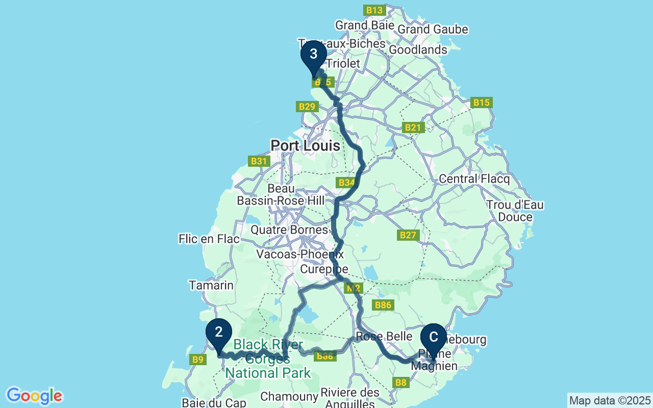 Kaart met de route van deze rondreis