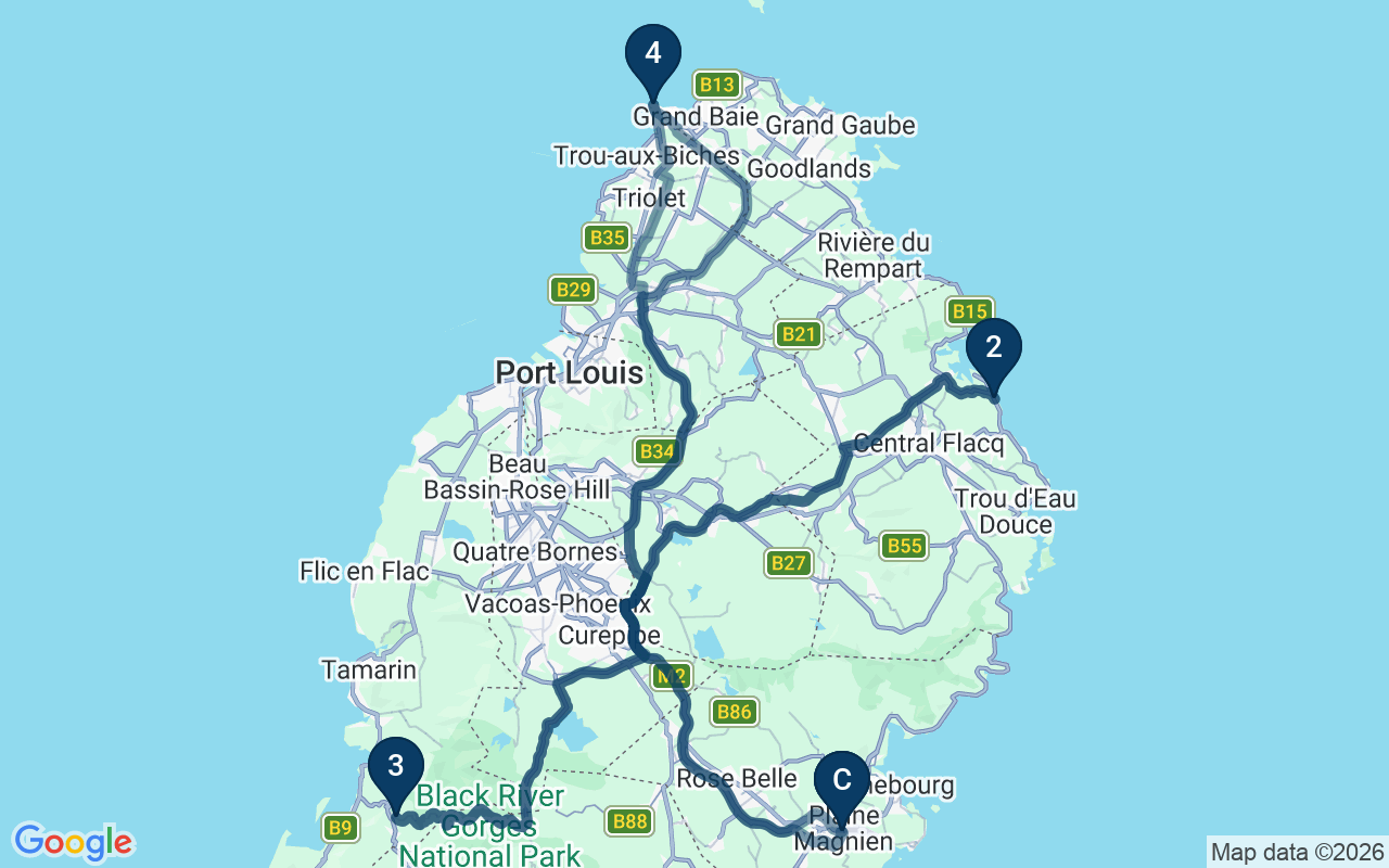 Kaart met de route van deze rondreis