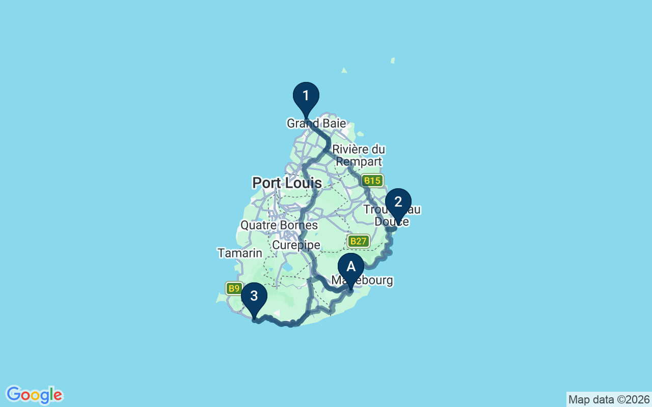 Kaart met de route van deze rondreis