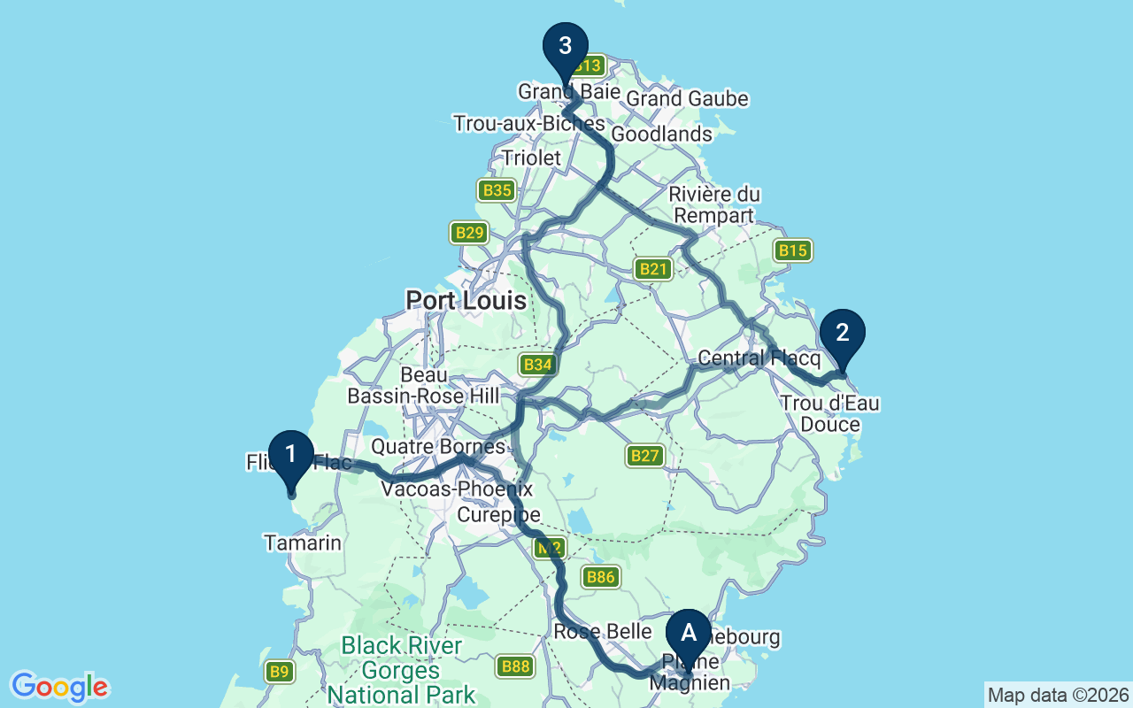 Kaart met de route van deze rondreis