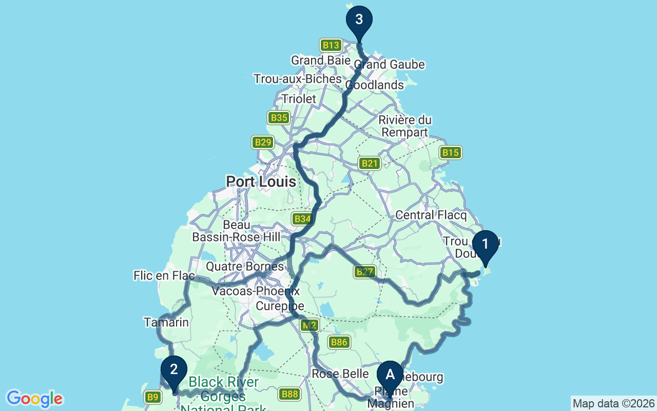 Kaart met de route van deze rondreis