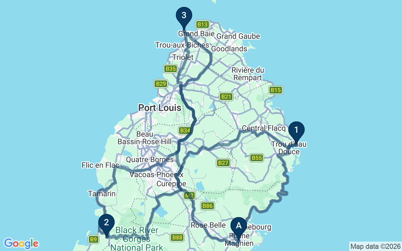 Kaart met de route van deze rondreis