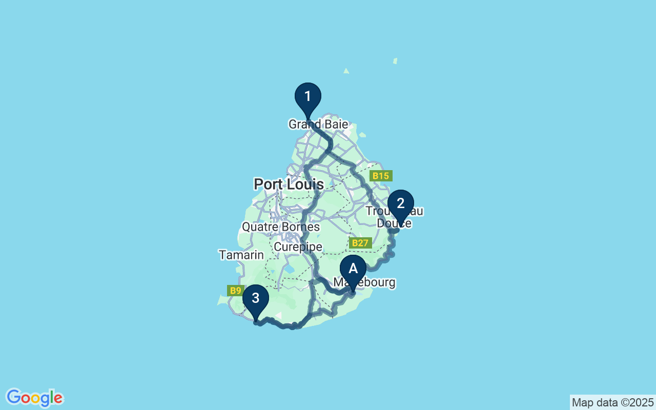 Kaart met de route van deze rondreis