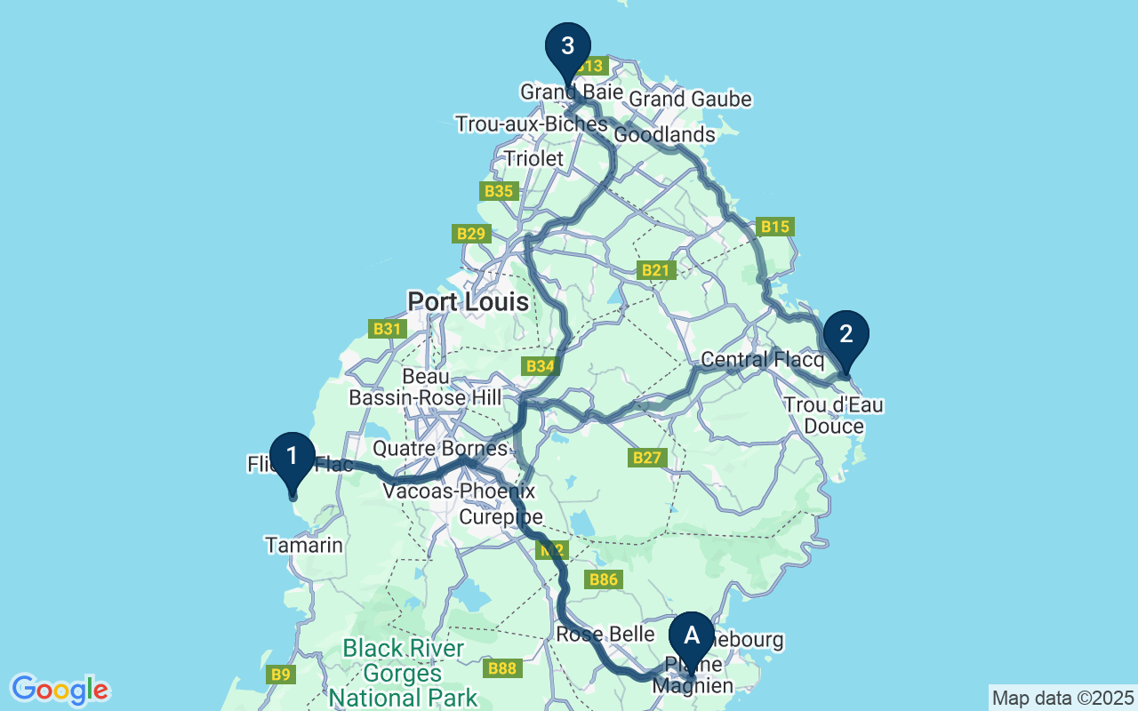 Kaart met de route van deze rondreis