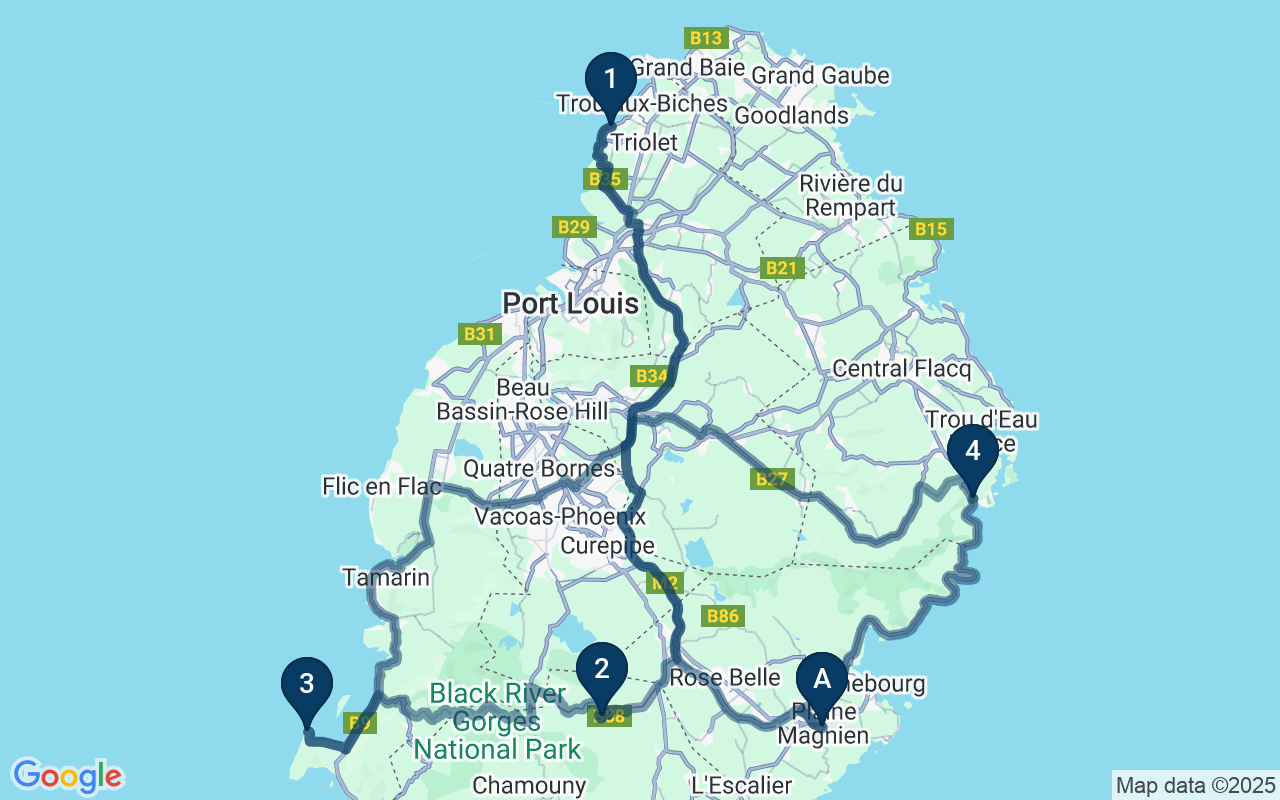 Kaart met de route van deze rondreis