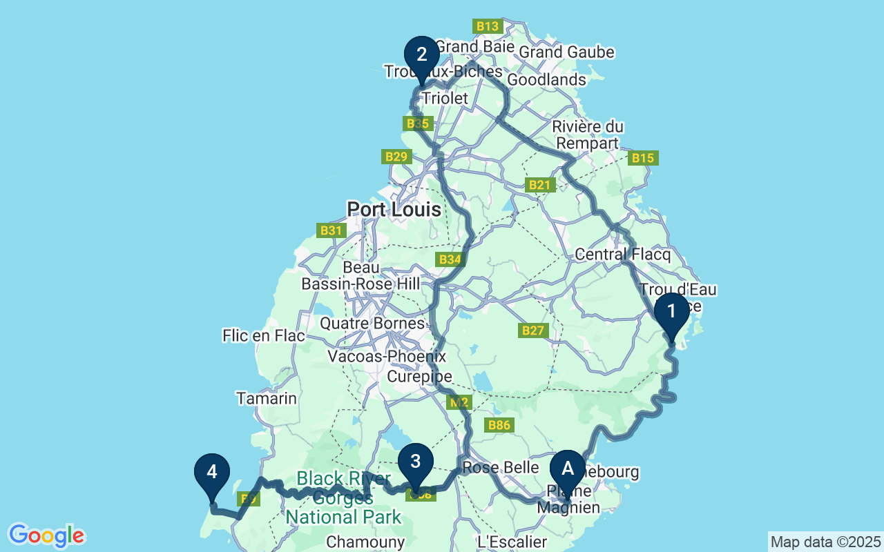 Kaart met de route van deze rondreis