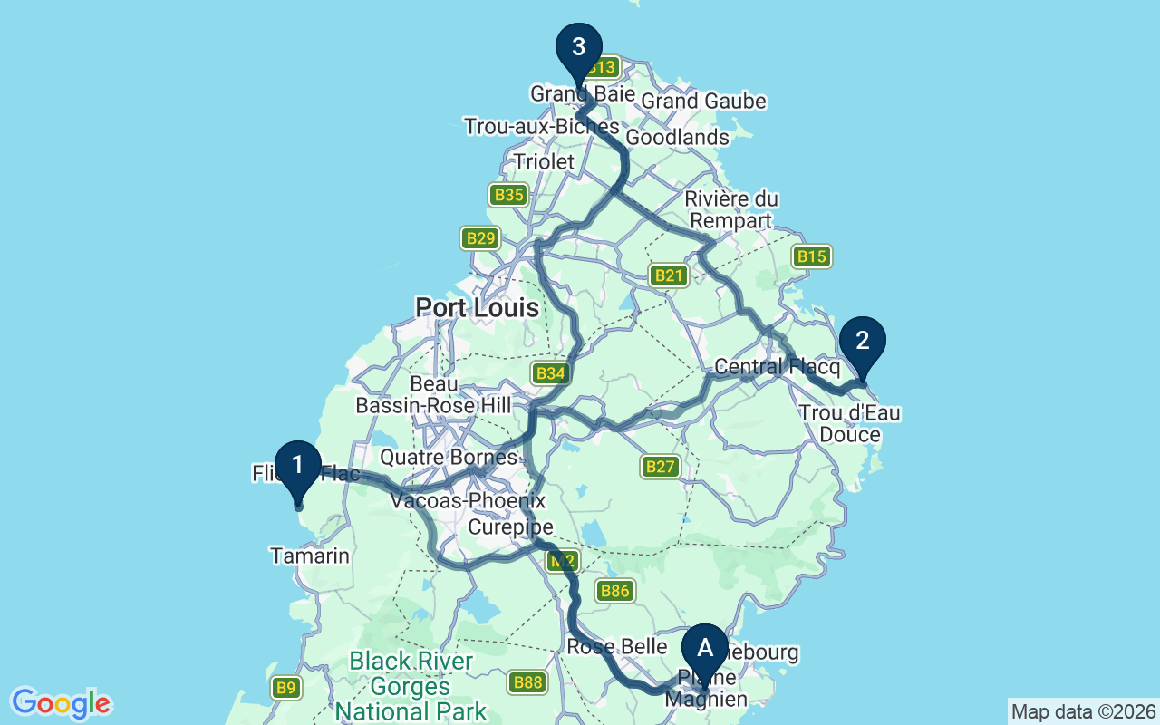 Kaart met de route van deze rondreis