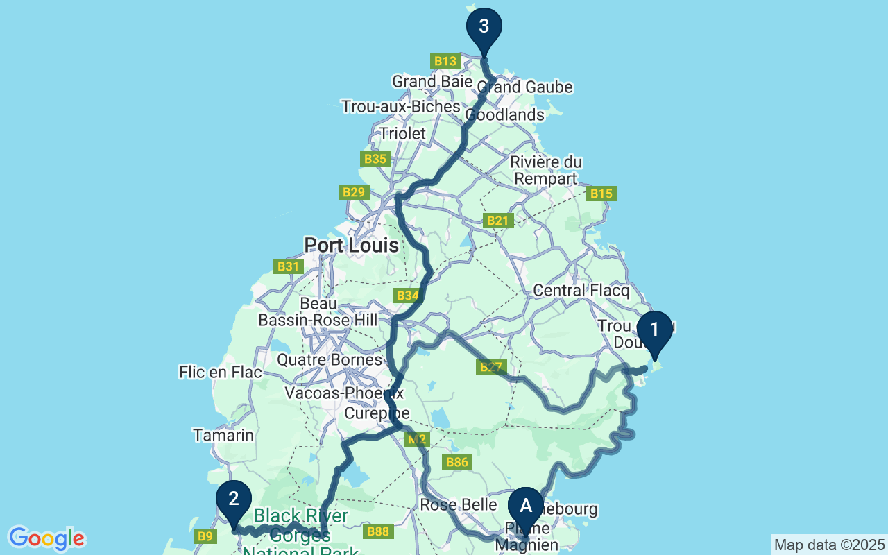 Kaart met de route van deze rondreis