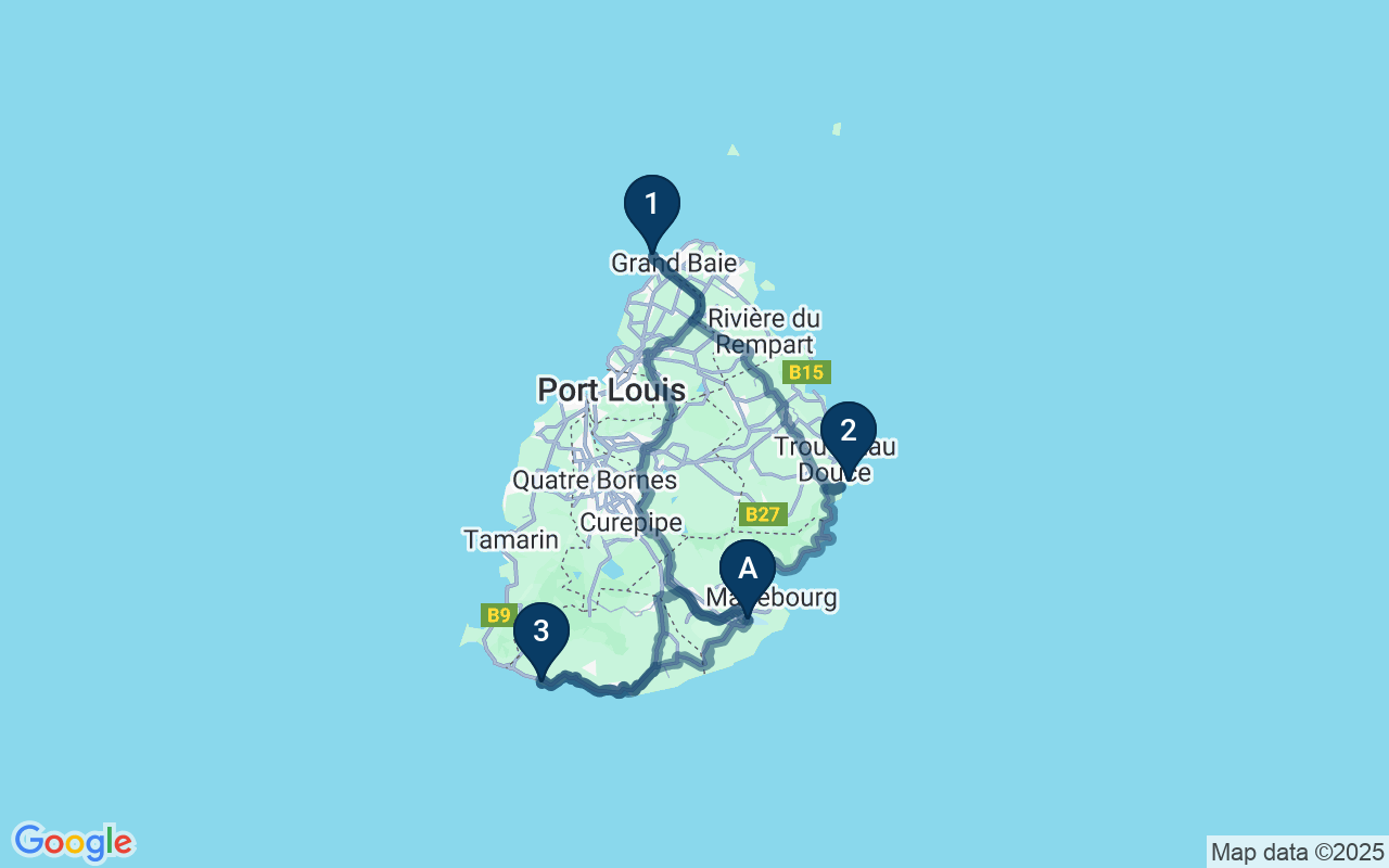 Kaart met de route van deze rondreis