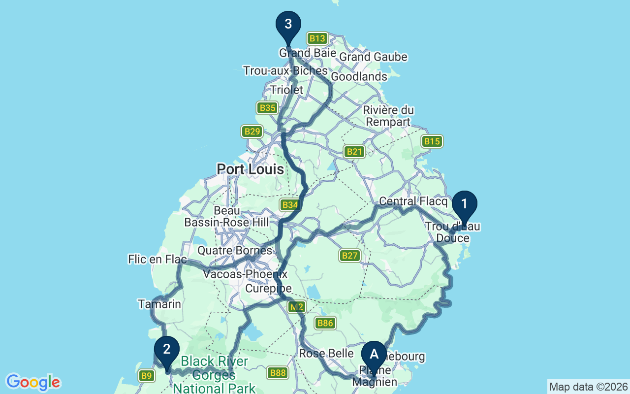 Kaart met de route van deze rondreis