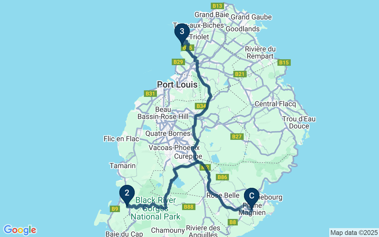 Kaart met de route van deze rondreis