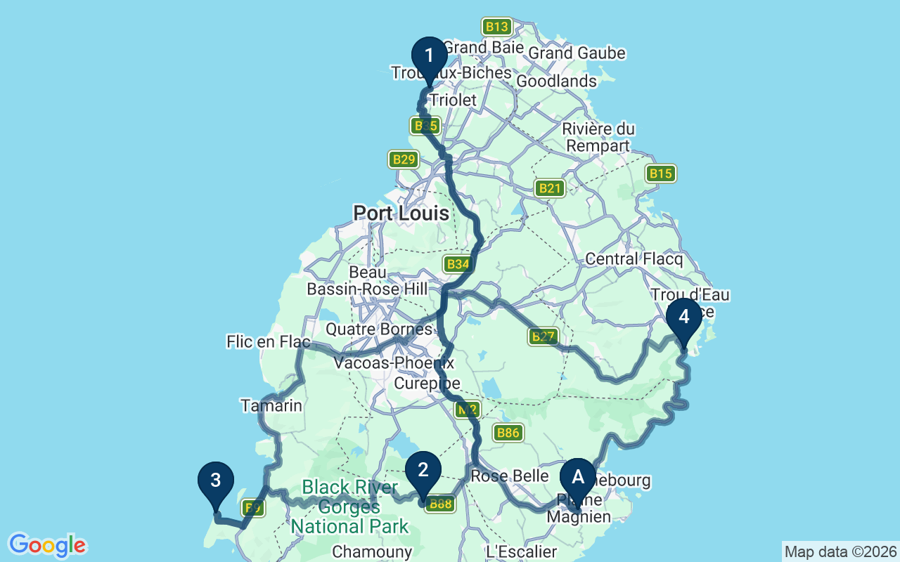 Kaart met de route van deze rondreis