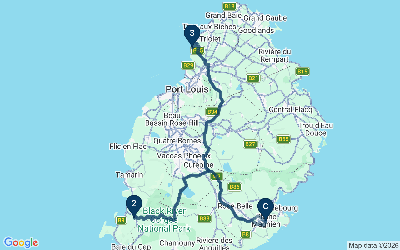 Kaart met de route van deze rondreis