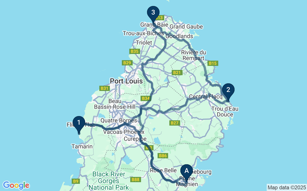 Kaart met de route van deze rondreis