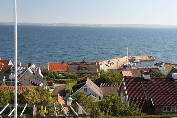 Het uitzicht op Arild vanuit het hotel