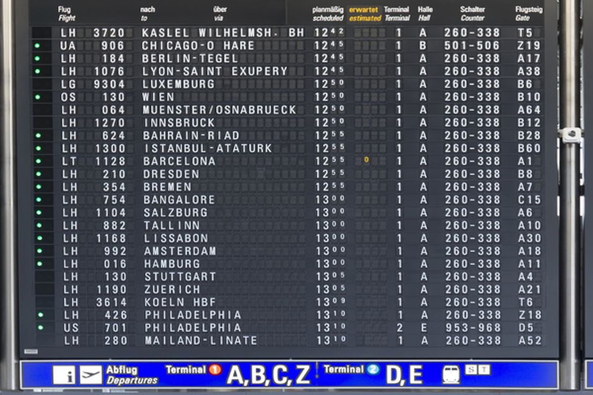 Informatiebord op Frankfurt Airport