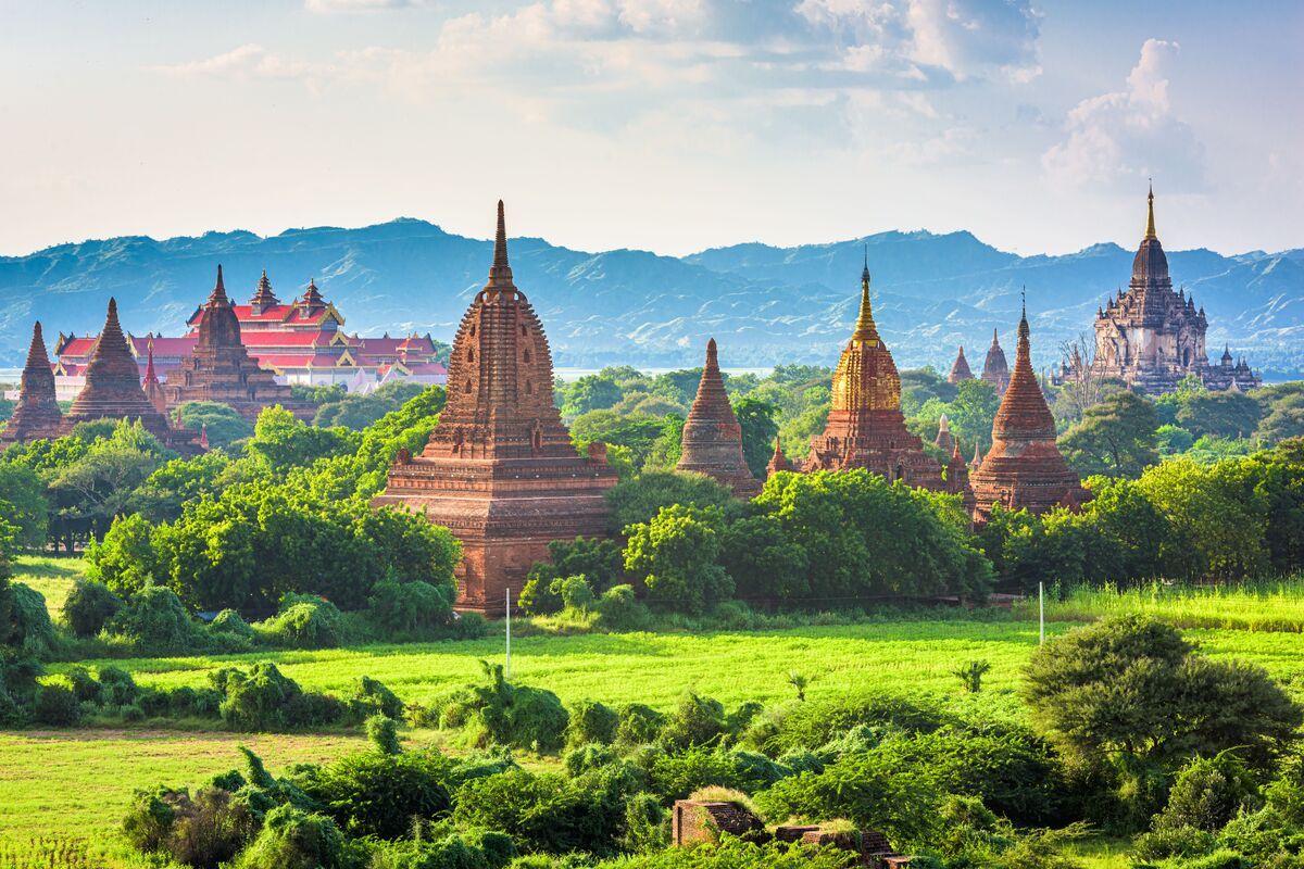 Oude tempelruïnes in Bagan, Myanmar