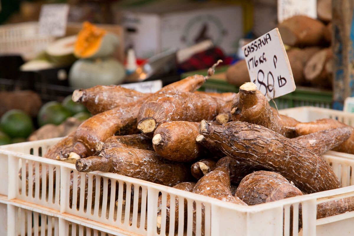 Cassave wortel op markt