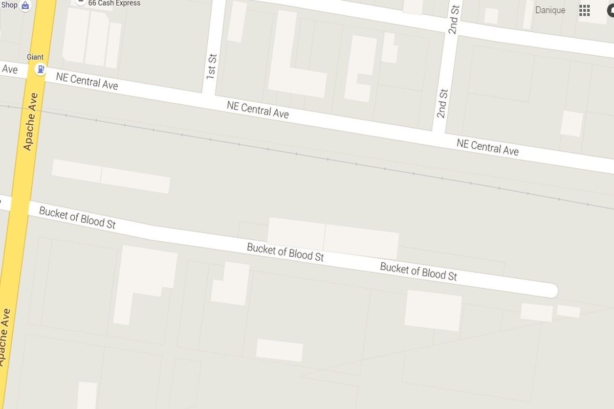 Bucket of Blood street - kaartgegevens &copy;2016 google