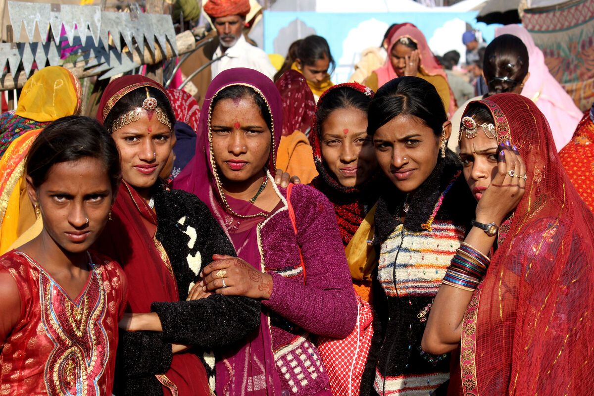 Meisjes uit India in Pushkar
