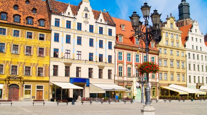Middeleeuws plein in Wroclaw, Polen