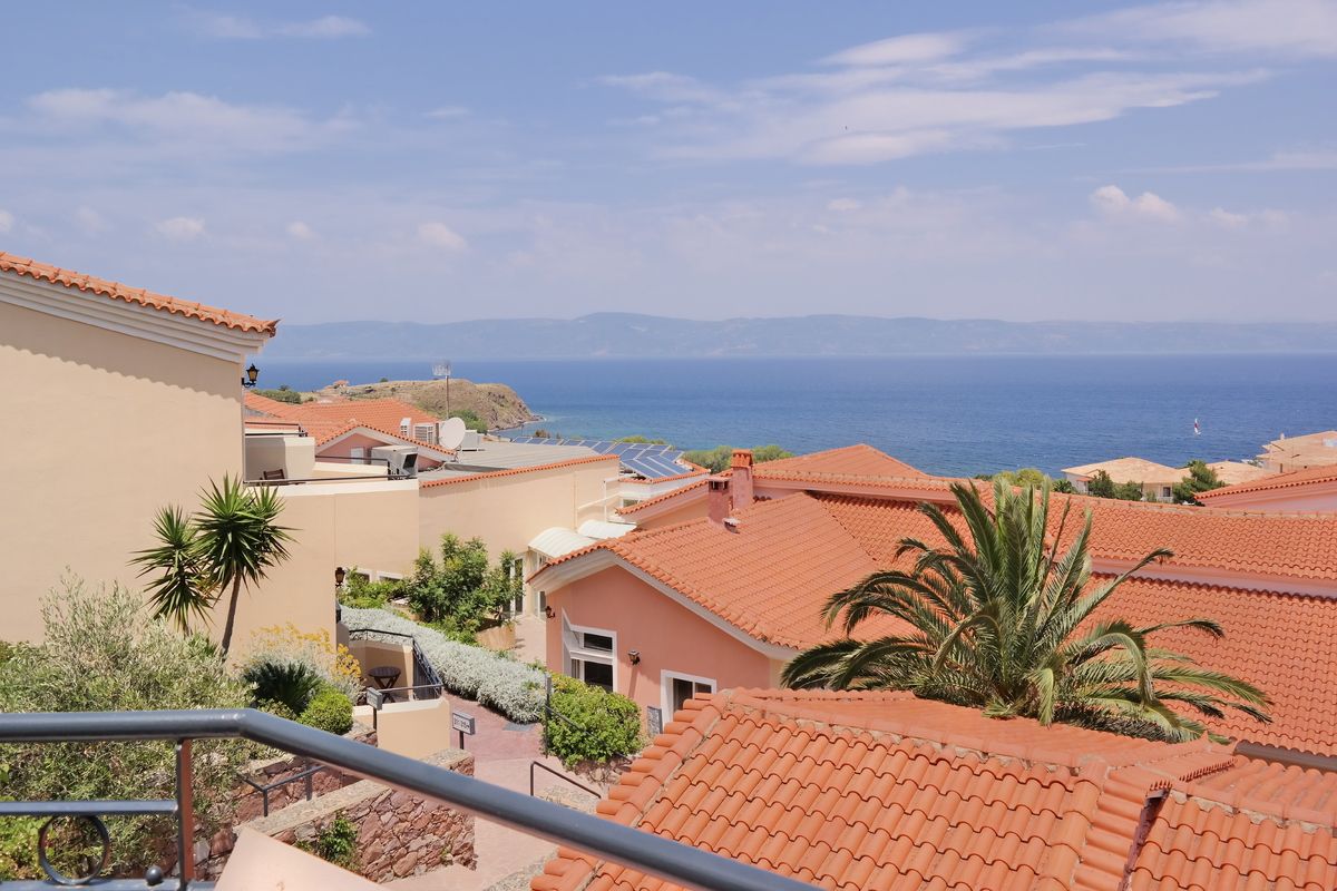 uitzicht kamer hotel Sunrise, Lesbos