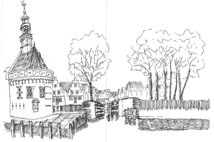 Houten hoofd Hoorn, tekening