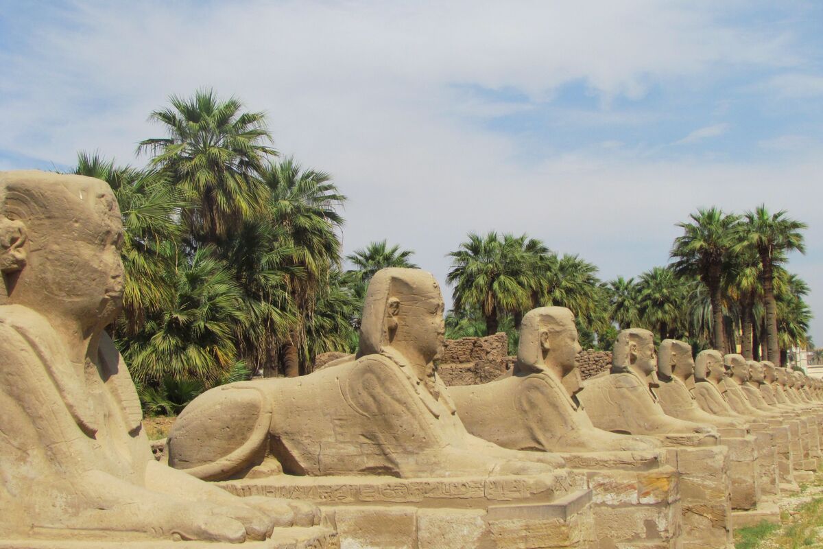Sfinxen bij de tempels van Karnak