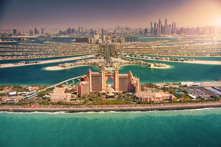 Het palmeiland Palm Jumeirah in Dubai