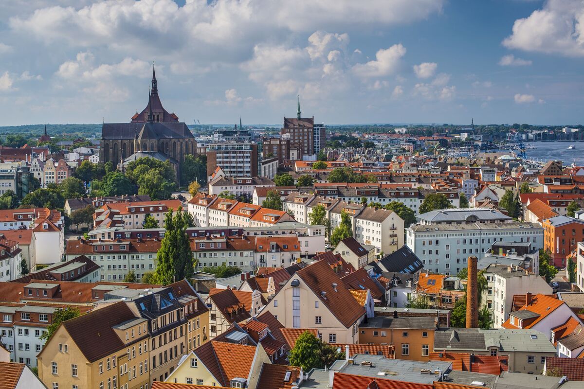Rostock, Duitsland, skyline van de stad