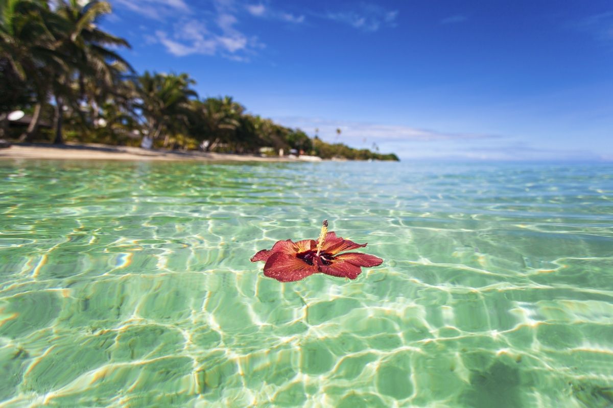 Het heldere, turquoise zeewater van Fiji