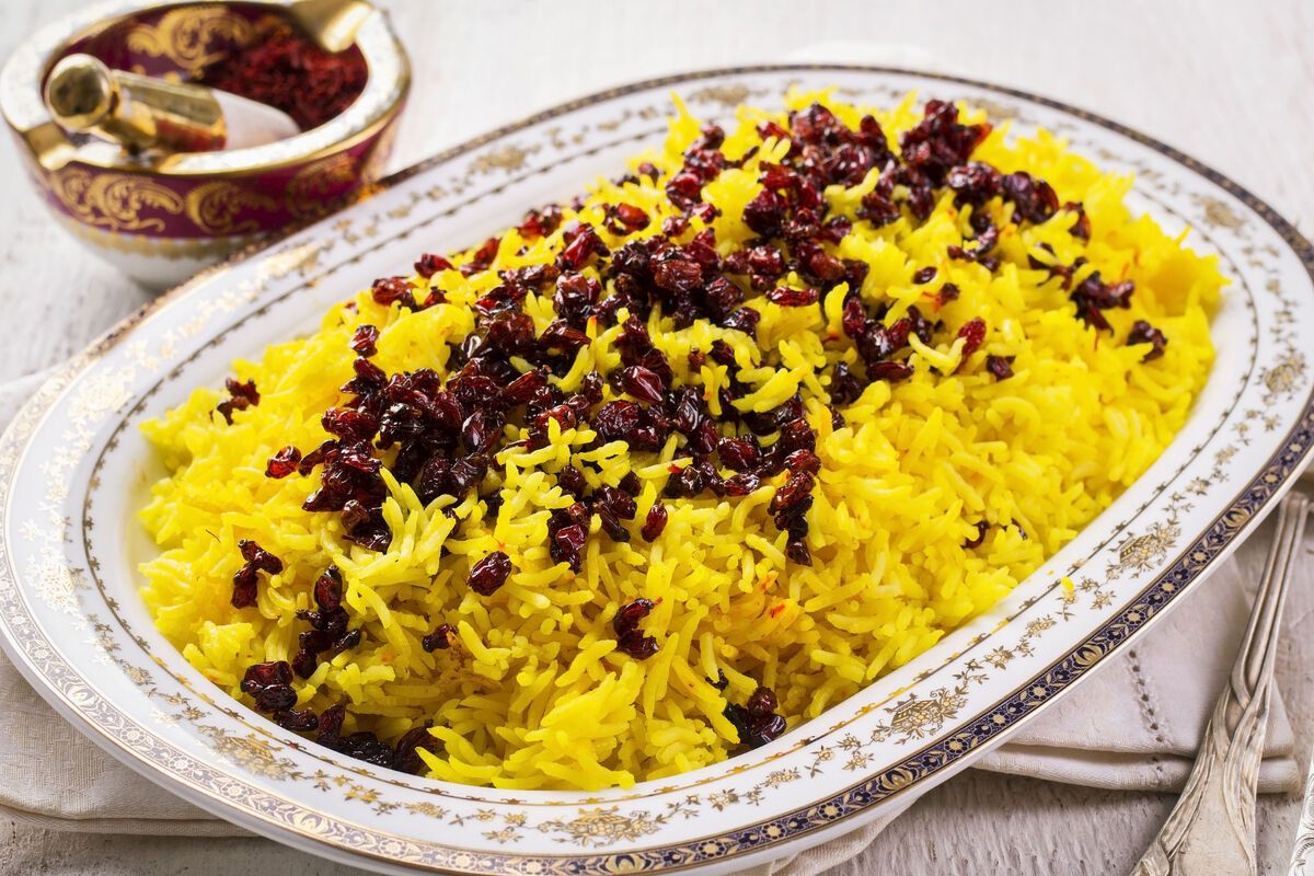 Chelo saffraan rijst Iran eten