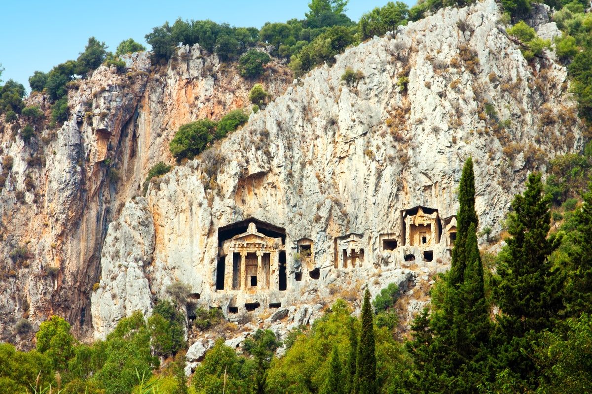 Graftombes van de oude stad Kaunos, Dalyan, Turkije