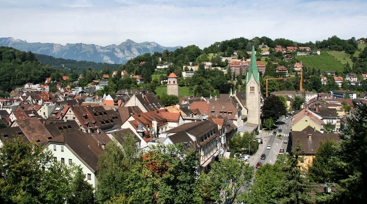 Stadsbeeld Feldkirch, Oostenrijk