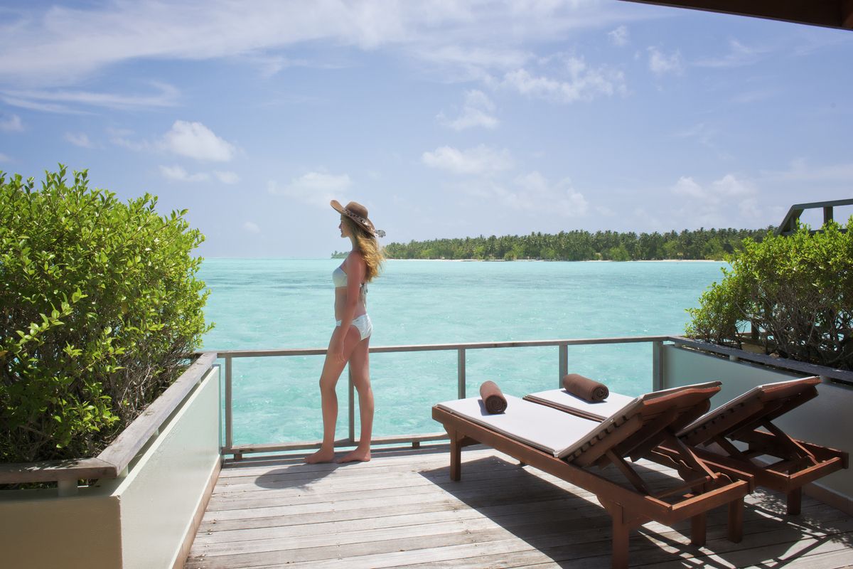 Uitzicht vanuit de beachbungalow