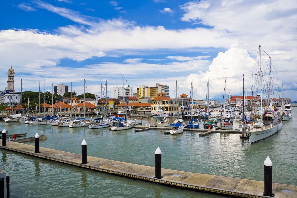 De haven van George Town in Maleisi�
