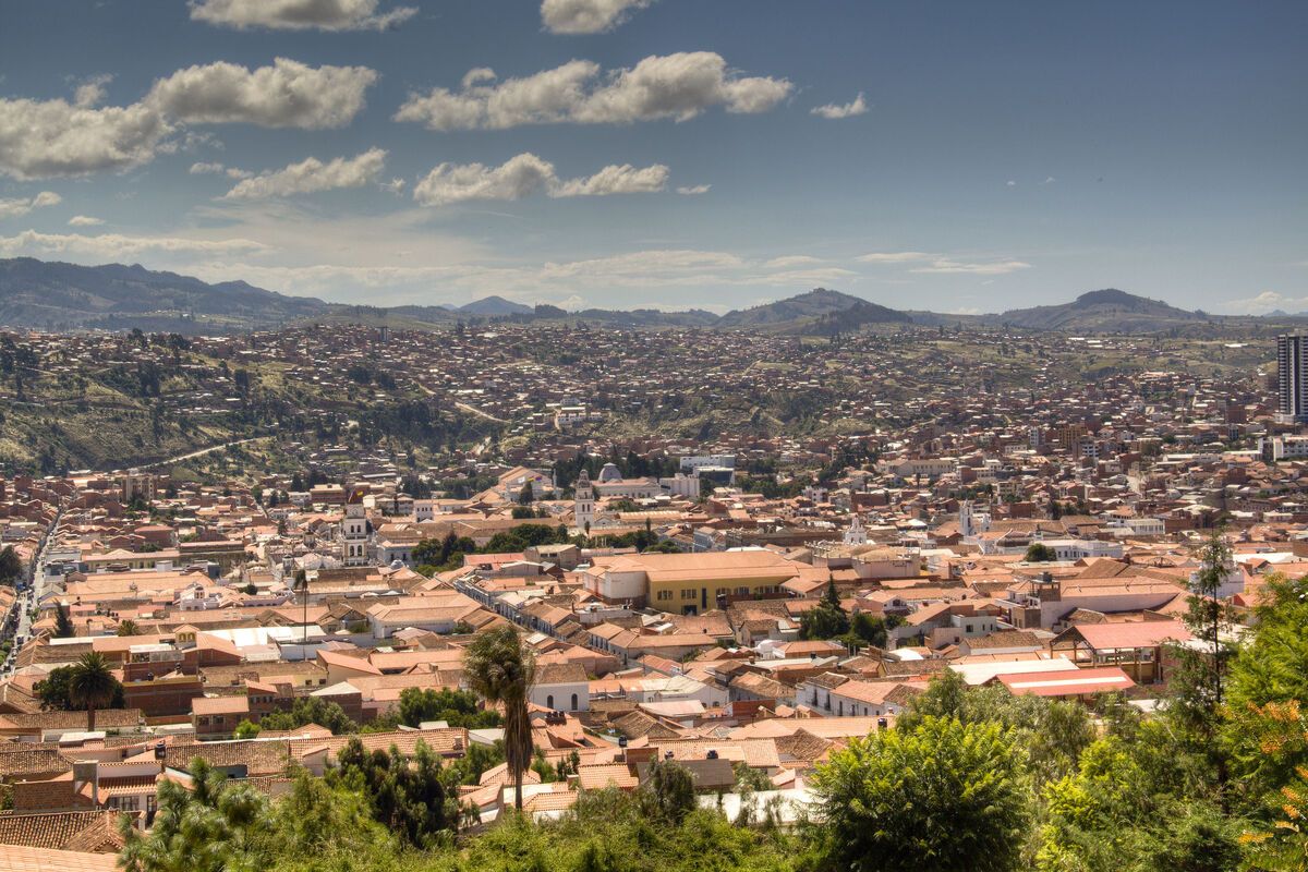 Uitzicht over de stad Sucre, Bolivia