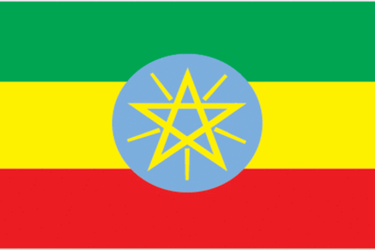 Vlag van Ethiopië met de Pan-Afrikaanse kleuren