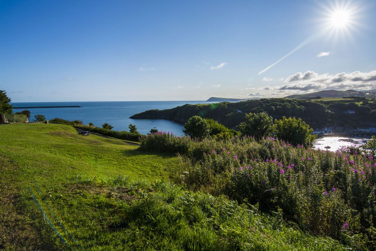Het adembenemende uitzicht over Lower Fishguard Bay