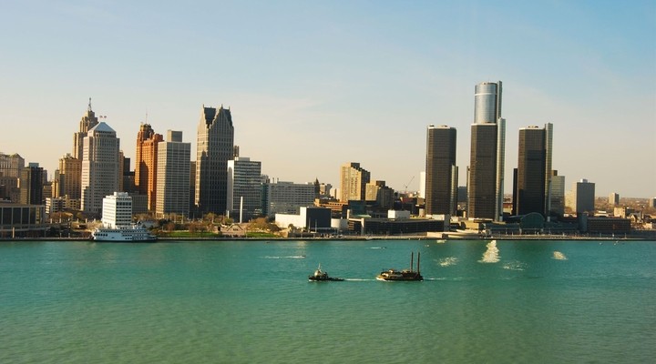Detroit skyline gezien vanaf Windsor