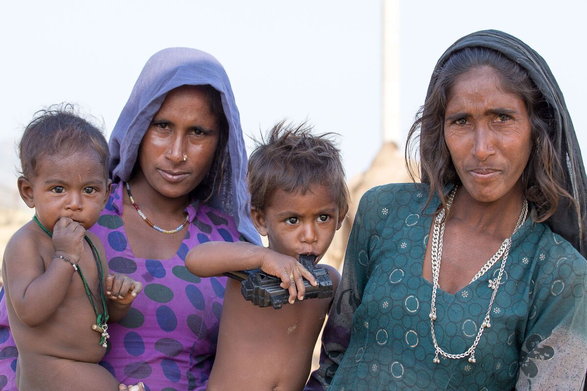 Vrouwen en kinderen in Pushkar, India
