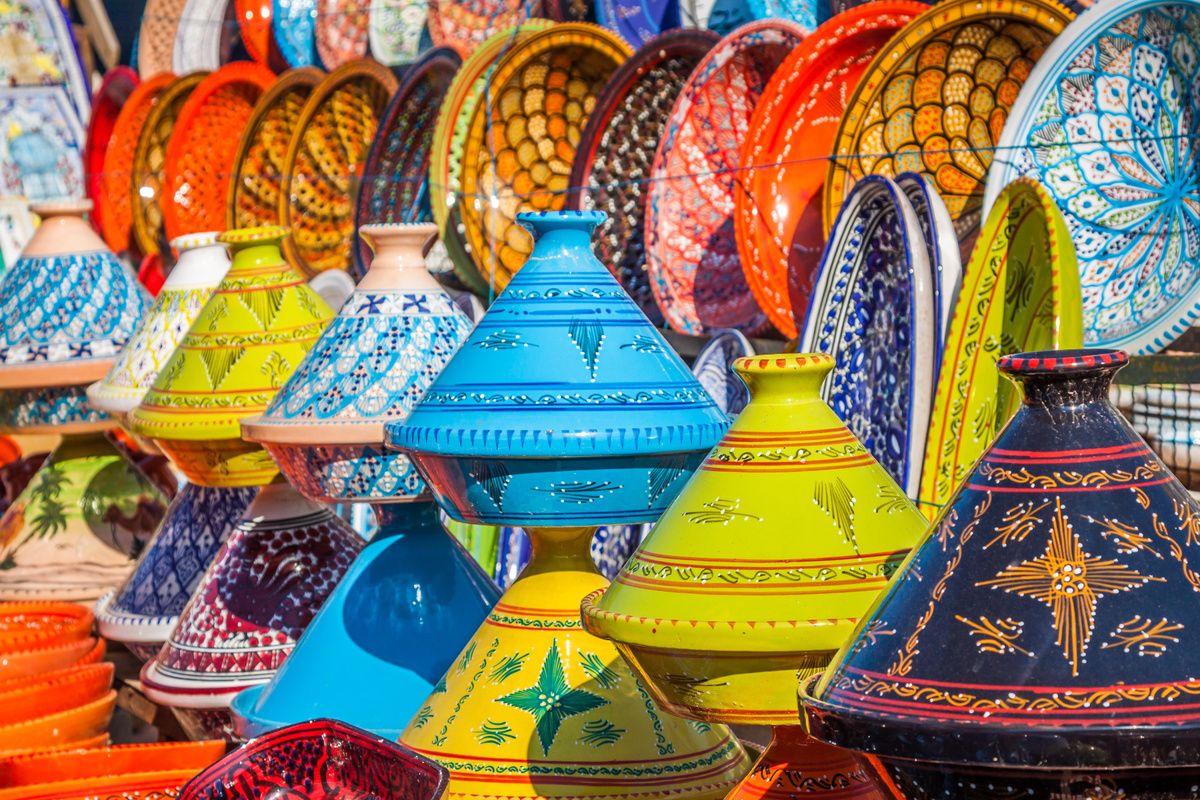 Tajines op de markt in Marrakesh