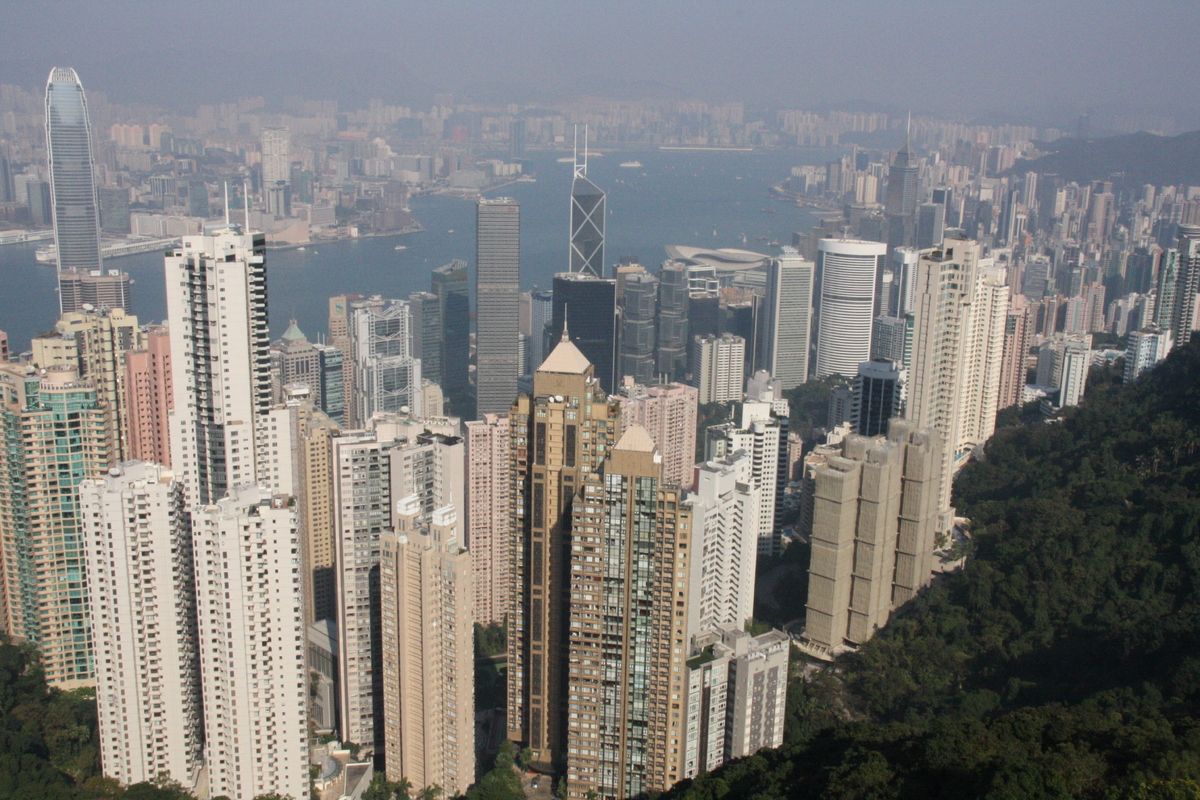 Skyline Hongkong vanaf Victoria Peak