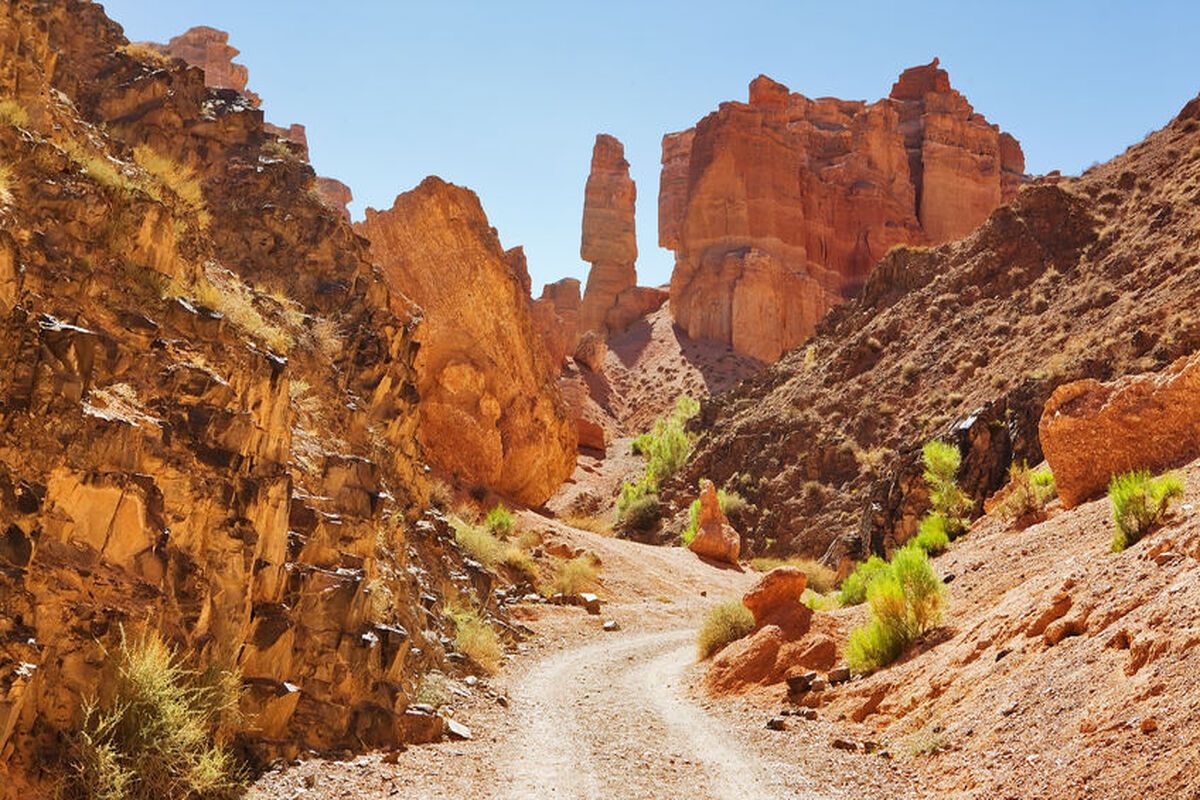 De indrukwekkende Charyn Canyon in het Charyn National Park